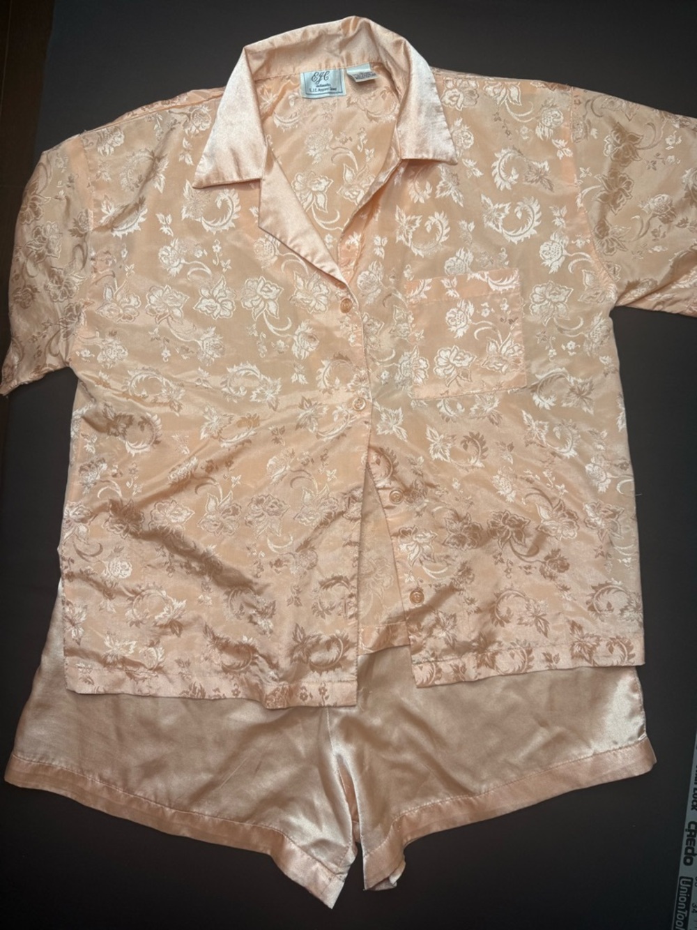 Silky Peach Floral Pajama Set size M